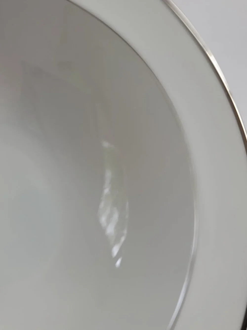 Style House Fine China Wedding Band Serving Bowl White Platinum Ring & Trim